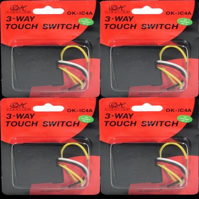 OK Lighting Touch Switch 4-Pack, 3-Way, Black, Manual, IP54 Rated