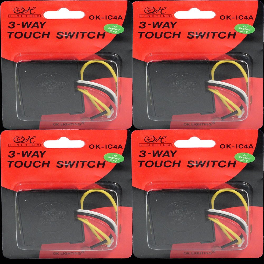 OK Lighting Touch Switch 4-Pack, 3-Way, Black, Manual, IP54 Rated