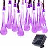 DINOWIN Solar Drop Lights, Water Drop Fairy Lights 20ft 30LEDs Solar Water Drop Waterproof for Outdoor, Garden, Christmas Decorations (Purple) view 1