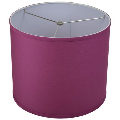 FenchelShades.com 14" Top Diameter x 14" Bottom Diameter 12" Height Cylinder Drum Lampshade USA Made (Linen Plum)
