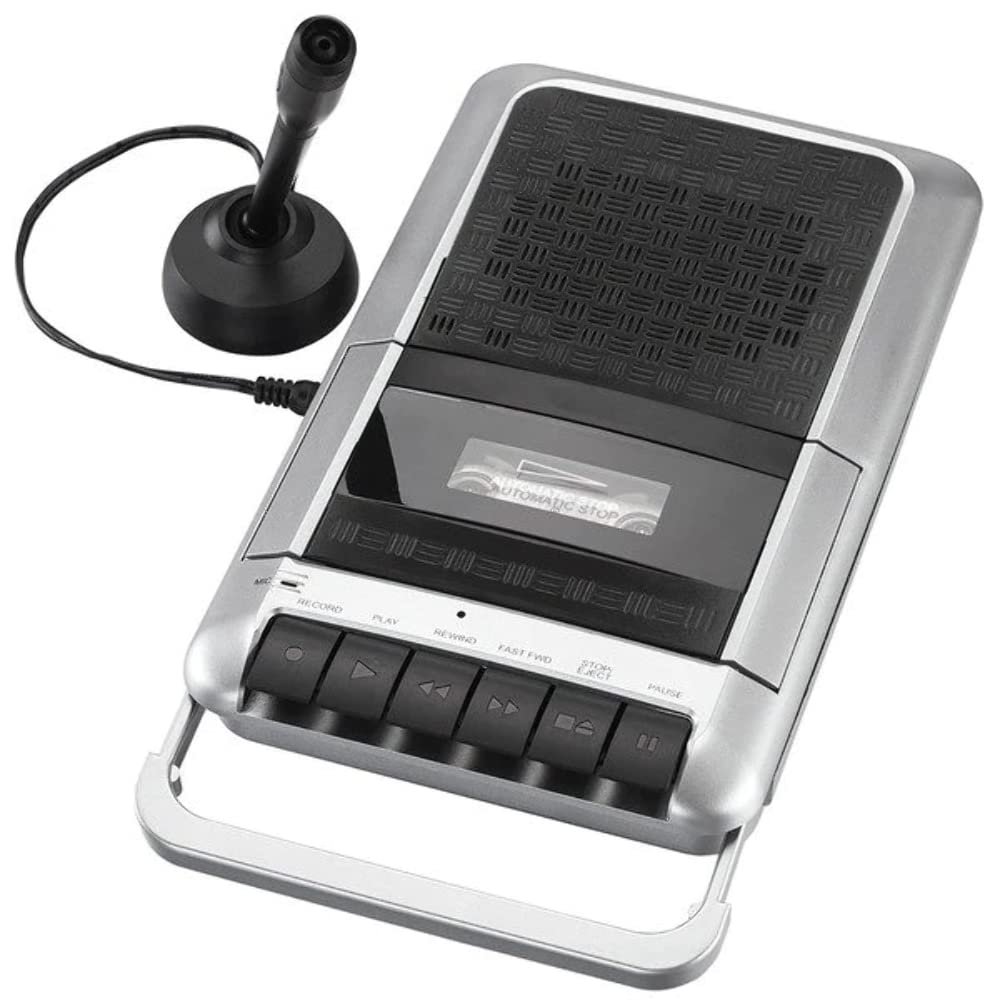PROSCAN Cassette Player & Recorder with Microphone, Headphone Jack, Aux in, Black