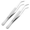 uxcell 5.5in Stainless Steel Tweezers w/Curved Pointed Serrated Tip 2 Pcs view 1
