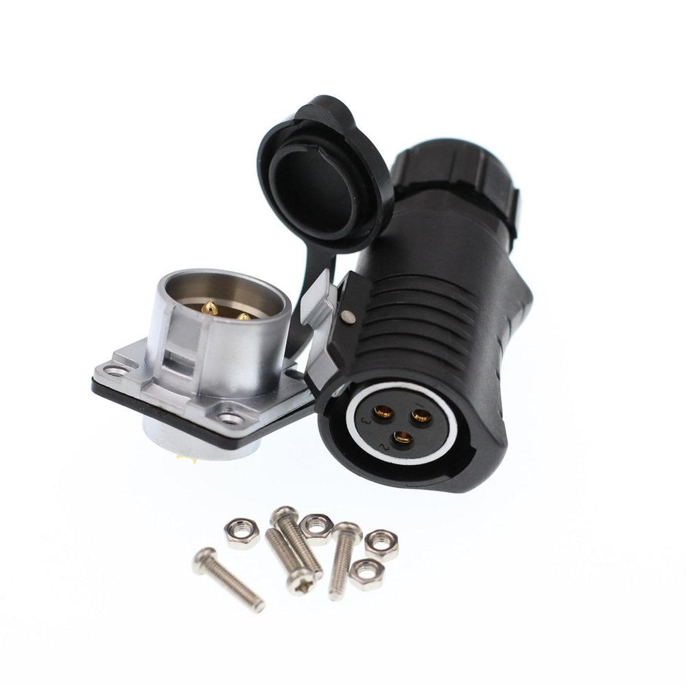 HangTon LP20 3 Pin 30 Amp Power Connector Female Cable Plug Panel Male Socket Waterproof Electrical Gold Plated Connector