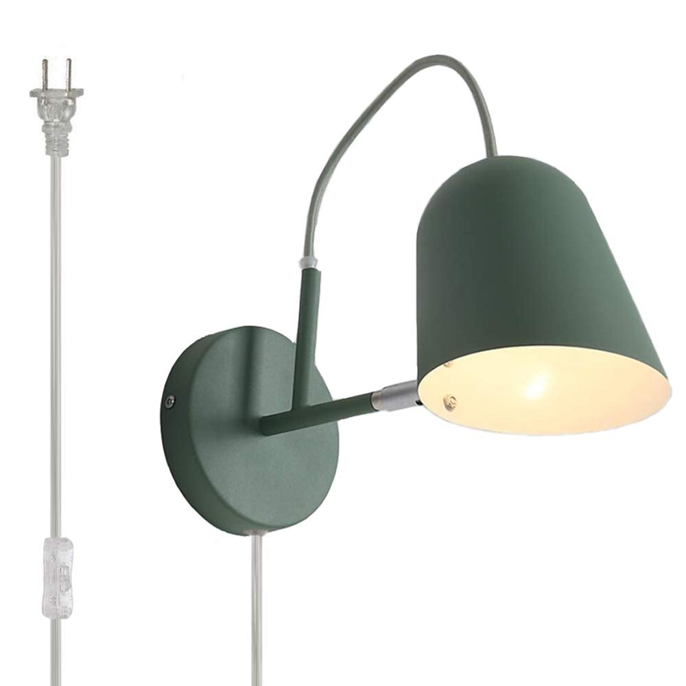 Kiven Modern Green Adjustable Ceiling/Wall Spotlight with Practical Plug, Cable and Switch