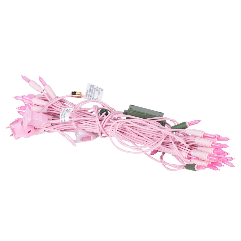 Vickerman 35 LED Pink Dura-Lit Light on Pink Wire, 26' Christmas Light Strand