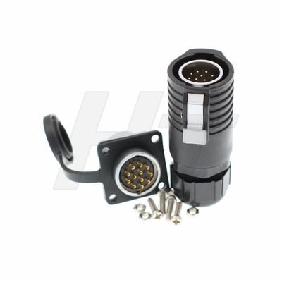 HangTon LP20 12 Pin Connector Electrical Power Waterproof Female Male Cable Plug Panel Chassis Socket for Industrial Electrical Power Equipment, 5Amp