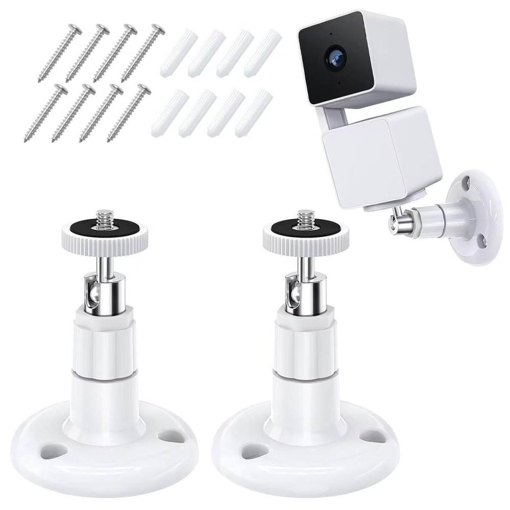 FastSnail Wall Mount Compatible with Wyze Cam Pan V3 & Wyze Cam V4/V3 & Wyze Cam Outdoor/Indoor, 360 Degree Swivel Adjustable Bracket for Wyze Cam and Other Camera with Same Interface 2 Pack