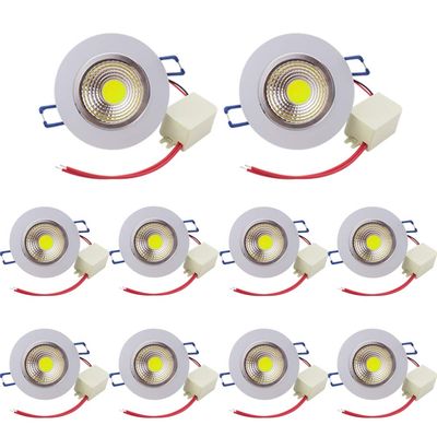 POCKETMAN Pack of 10, 3W 300 lumens 3.4 Inch LED COB Energy Saving Recessed Ceiling Downlight kit with LED Driver(Cool White,6300-7000K)