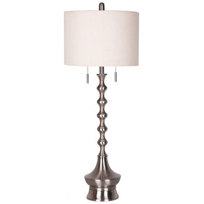 Table Lamp-Iron Base with Brushed Metal Finish