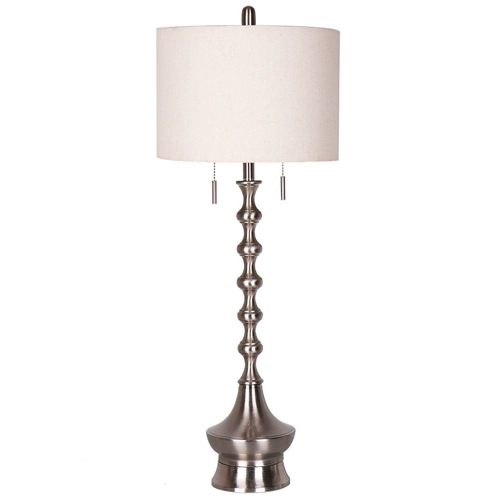 Table Lamp-Iron Base with Brushed Metal Finish