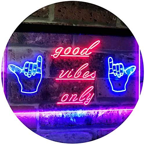 ADVPRO Good Vibes Only Hands Party Dance Disco Decoration Dual Color LED Neon Sign Blue & Red 12" x 8.5" st6s32-i3077-br