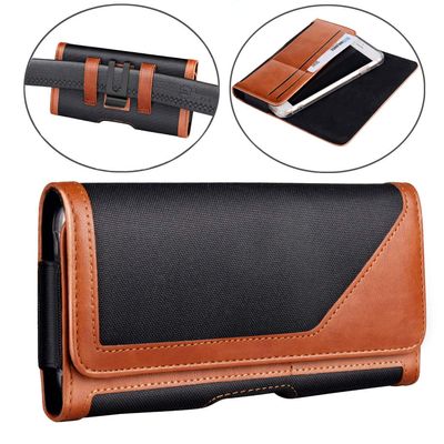 iPhone XS MAX Holster Pouch, Gcepls iPhone XR Holster Belt Case with Clip/Loops Belt Pouch for iPhone 8 Plus iPhone 7 Plus / Galaxy S9 Plus with A Thin Case On - Built In Card Slot - Black Brown