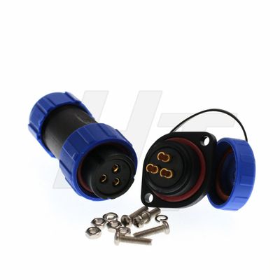 HangTon HE21 3 Pin Connector Waterproof Female Plug Panel Socket, 30 Amp Current for Marine Lighting Power Equipment