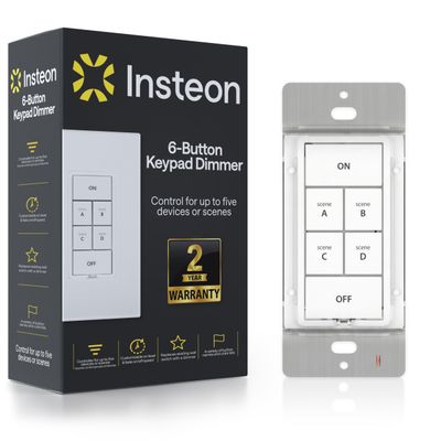 Insteon 6-Button Dimmer Keypad, in-Wall Smart Scene Controller - 2334-232