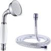 HOMEDEC Vintage Handheld Shower Head with 59inch Flexible Hose High-Pressure Antique Rain Showerhead Combo Replacement No Wand Holder, Round Telephone Shape, Chrome view 4