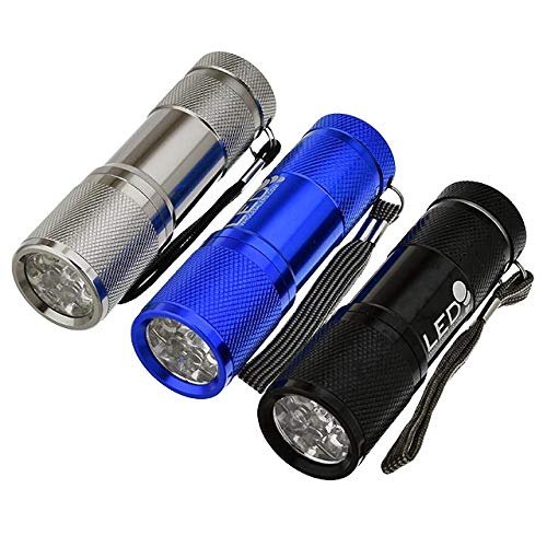 LEDwholesalers Energy-Efficient 9-LED Flashlight in Random Assorted Colors (12-Pack), 7301x12