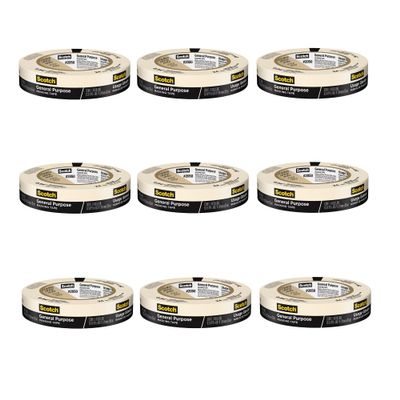 3M Scotch General Purpose Masking Tape 2020-24A-CP, 0.94-Inch by 60.1-Yards, 2 Set (9 Rolls)