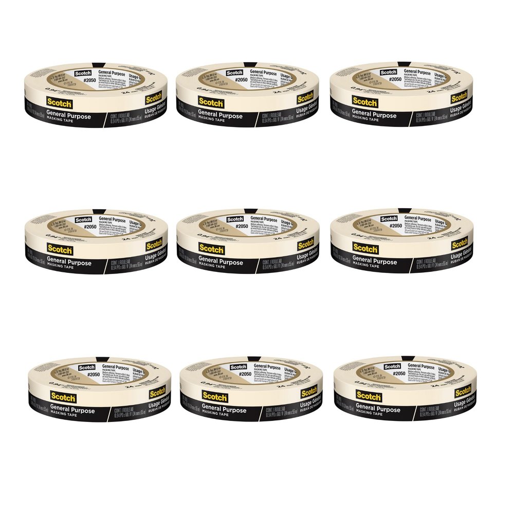 3M Scotch General Purpose Masking Tape 2020-24A-CP, 0.94-Inch by 60.1-Yards, 2 Set (9 Rolls)