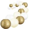 UNIQOOO 18PCS Metallic Gold Paper Lantern Wedding Decoration Set, Assorted Hanging Gold Japanese Paper Lantern, Reusable Easy Assemble, For New Year Christmas Birthday Baby Shower Party Favor Supplies view 1