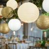 UNIQOOO 18PCS Metallic Gold Paper Lantern Wedding Decoration Set, Assorted Hanging Gold Japanese Paper Lantern, Reusable Easy Assemble, For New Year Christmas Birthday Baby Shower Party Favor Supplies view 2
