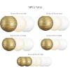 UNIQOOO 18PCS Metallic Gold Paper Lantern Wedding Decoration Set, Assorted Hanging Gold Japanese Paper Lantern, Reusable Easy Assemble, For New Year Christmas Birthday Baby Shower Party Favor Supplies view 3