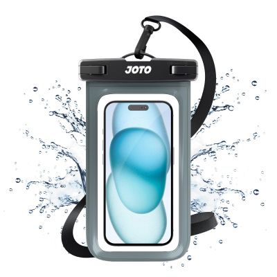 JOTO Up to 7" Universal Waterproof Phone Case for iPhone 17 Air 16 15 14 13 12 11 Plus Pro Max, IPX8 Cellphone Dry Bag XR X SE, Galaxy S23 S22 S21 S20+ S20 S10 Plus Note, Pixel -Grey