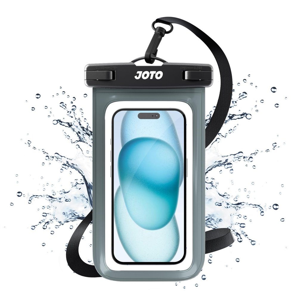 JOTO Up to 7" Universal Waterproof Phone Case for iPhone 17 Air 16 15 14 13 12 11 Plus Pro Max, IPX8 Cellphone Dry Bag XR X SE, Galaxy S23 S22 S21 S20+ S20 S10 Plus Note, Pixel -Grey