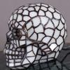 Bieye L10649 Skull Tiffany Style Stained Glass Accent Table Lamp Night Light for Halloween Decor Skull Lovers, White view 3