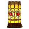 Bieye L10648 Tulip Flower Tiffany Style Stained Glass Mini Table Lamp Night Light with 5-inch Wide Lampshade for Bedside Bedroom Living Room Home Decoration, 10 inches Tall view 1