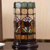 Bieye L10648 Tulip Flower Tiffany Style Stained Glass Mini Table Lamp Night Light with 5-inch Wide Lampshade for Bedside Bedroom Living Room Home Decoration, 10 inches Tall view 2