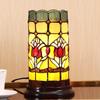 Bieye L10648 Tulip Flower Tiffany Style Stained Glass Mini Table Lamp Night Light with 5-inch Wide Lampshade for Bedside Bedroom Living Room Home Decoration, 10 inches Tall view 3