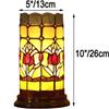 Bieye L10648 Tulip Flower Tiffany Style Stained Glass Mini Table Lamp Night Light with 5-inch Wide Lampshade for Bedside Bedroom Living Room Home Decoration, 10 inches Tall view 4