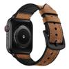 OUHENG Leather Bands Compatible with Apple Watch Band 49mm/46mm/45mm/44mm/42mm, Sweatproof Leather Rubber Hybrid Strap for iWatch Ultra 3/2/1 Series 11 10 9 8 7 6 5 4 3 2 1 SE 3/2/1, Brown/Black view 1
