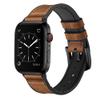 OUHENG Leather Bands Compatible with Apple Watch Band 49mm/46mm/45mm/44mm/42mm, Sweatproof Leather Rubber Hybrid Strap for iWatch Ultra 3/2/1 Series 11 10 9 8 7 6 5 4 3 2 1 SE 3/2/1, Brown/Black view 2