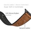 OUHENG Leather Bands Compatible with Apple Watch Band 49mm/46mm/45mm/44mm/42mm, Sweatproof Leather Rubber Hybrid Strap for iWatch Ultra 3/2/1 Series 11 10 9 8 7 6 5 4 3 2 1 SE 3/2/1, Brown/Black view 4