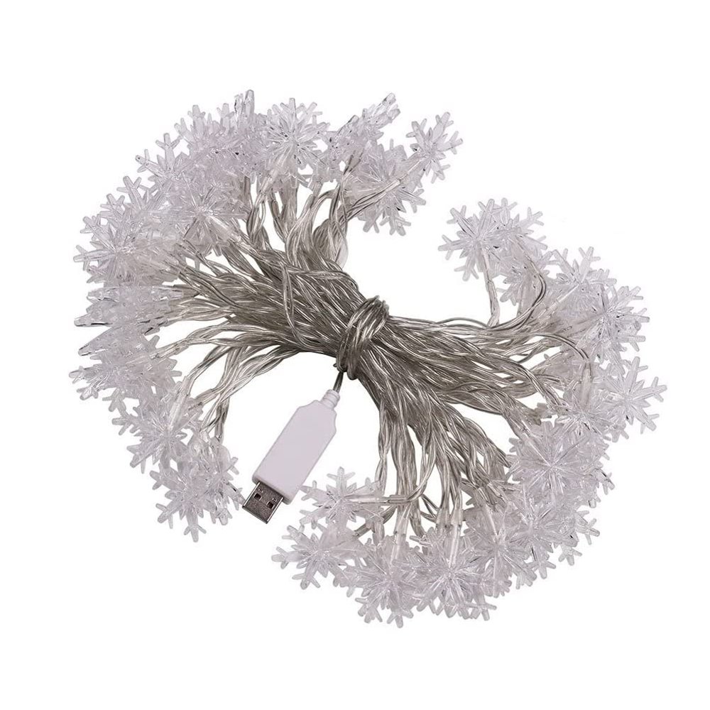 XUNATA 33ft LED String Lights, USB Powered Indoor Outdoor Waterproof Fairy Snowflake String Light Party Lighting for Patio Christmas Wedding Bedroom Decoration(RGB)