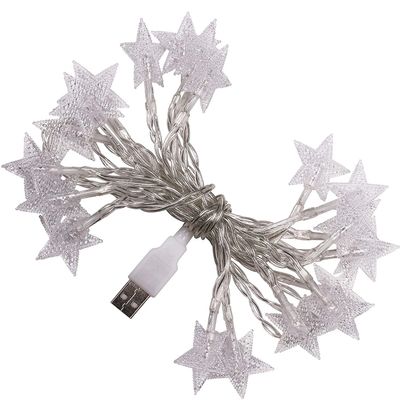XUNATA 6.6ft/2m LED Star String Light, USB Powered Indoor Outdoor Waterproof Fairy String Lights Party Lighting for Patio Christmas Wedding Bedroom Decoration(RGB)