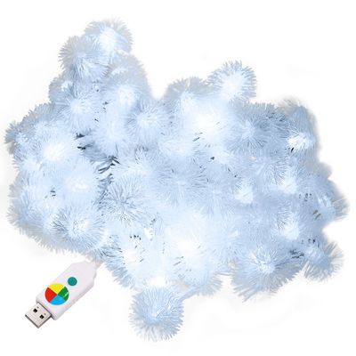 XUNATA 33ft/10m LED String Lights, USB Powered Indoor Outdoor Waterproof Fairy Dandelion String Light Party Lighting for Patio Christmas Wedding Bedroom Decoration(White)
