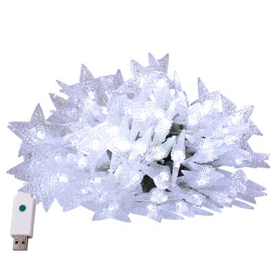 XUNATA 33ft/10m LED Star String Light, USB Powered Indoor Outdoor Waterproof Fairy String Lights Party Lighting for Patio Christmas Wedding Bedroom Decoration(White)