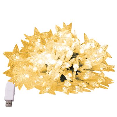 XUNATA 6.6ft/2m LED Star String Light, USB Powered Indoor Outdoor Waterproof Fairy String Lights Party Lighting for Patio Christmas Wedding Bedroom Decoration(Warm White)