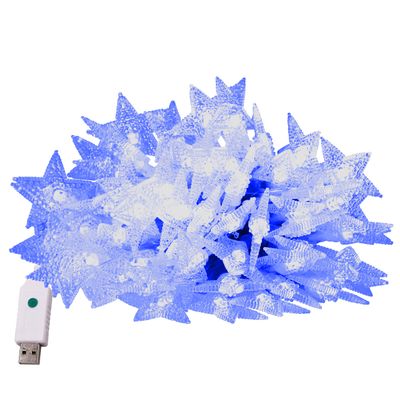 XUNATA LED Star String Light, 33ft 8 Modes USB Powered Indoor Outdoor Waterproof Fairy String Lights Party Lighting for Patio Christmas Wedding Bedroom Decoration(Blue)