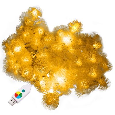 XUNATA 33ft/10m LED String Lights, USB Powered Indoor Outdoor Waterproof Fairy Dandelion String Light Party Lighting for Patio Christmas Wedding Bedroom Decoration(Warm White)