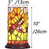 Bieye L10650 Dragonfly Tiffany Style Stained Glass Mini Table Lamp with Cylindrical Shade, 10 inch Tall view 4