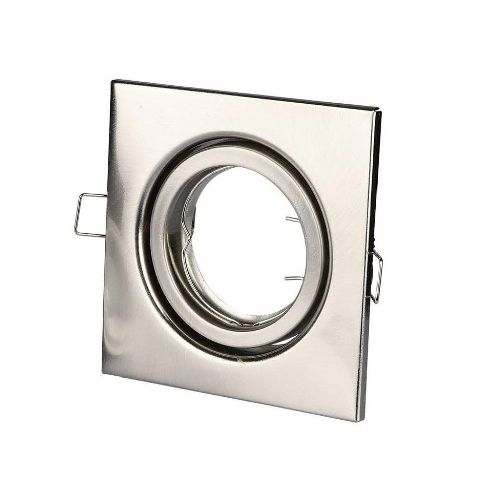 V-TAC, LED Recessed Ceiling Light Trim Kits, Fitting for LED or Halogen GU10 MR16 (GU5.3), Square, Movable, Satin Nickle