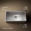 KOHLER Strive 32" Undermount Kitchen Sink, Single Bowl Kitchen Sinks with Basin Rack, Stainless Steel, K-5285-NA view 3