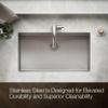 KOHLER Strive 32" Undermount Kitchen Sink, Single Bowl Kitchen Sinks with Basin Rack, Stainless Steel, K-5285-NA view 4
