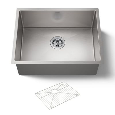 KOHLER Strive 24" Undermount Kitchen Sink with Basin Rack, Stainless Steel Single-Bowl Kitchen Sinks, K-5286-NA