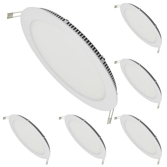 LEDwholesalers 8" 16W Ultra Thin Edge Lit LED Recessed Ceiling Light with Driver, Warm White (6-Pack), 2202WWx6