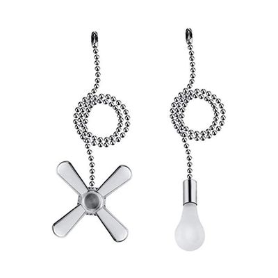 Ceiling Fan Pull Chain, 2pcs 3mm Diameter Beaded Ball Fan Pull Chain , 13.6 Inches Fan Pulls Set with ConnectorNickel