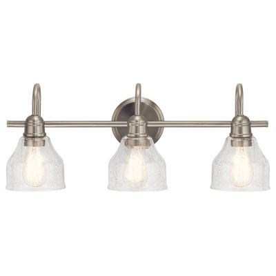 Kichler Avery 3-Light Farmhouse Vanity Light, Brushed Nickel